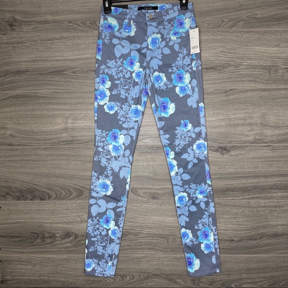 J Brand Denim - J Brand Floral Rain Mid Rise Super Skinny Jeans 25